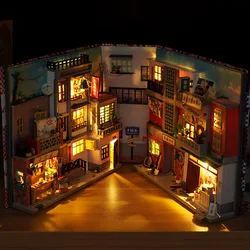 Book Nook Doll House Diy Miniature Wooden Bookshelf Shelf Insert Miniatures Home Model Kit Dollhouse Birthday Toy Gifts