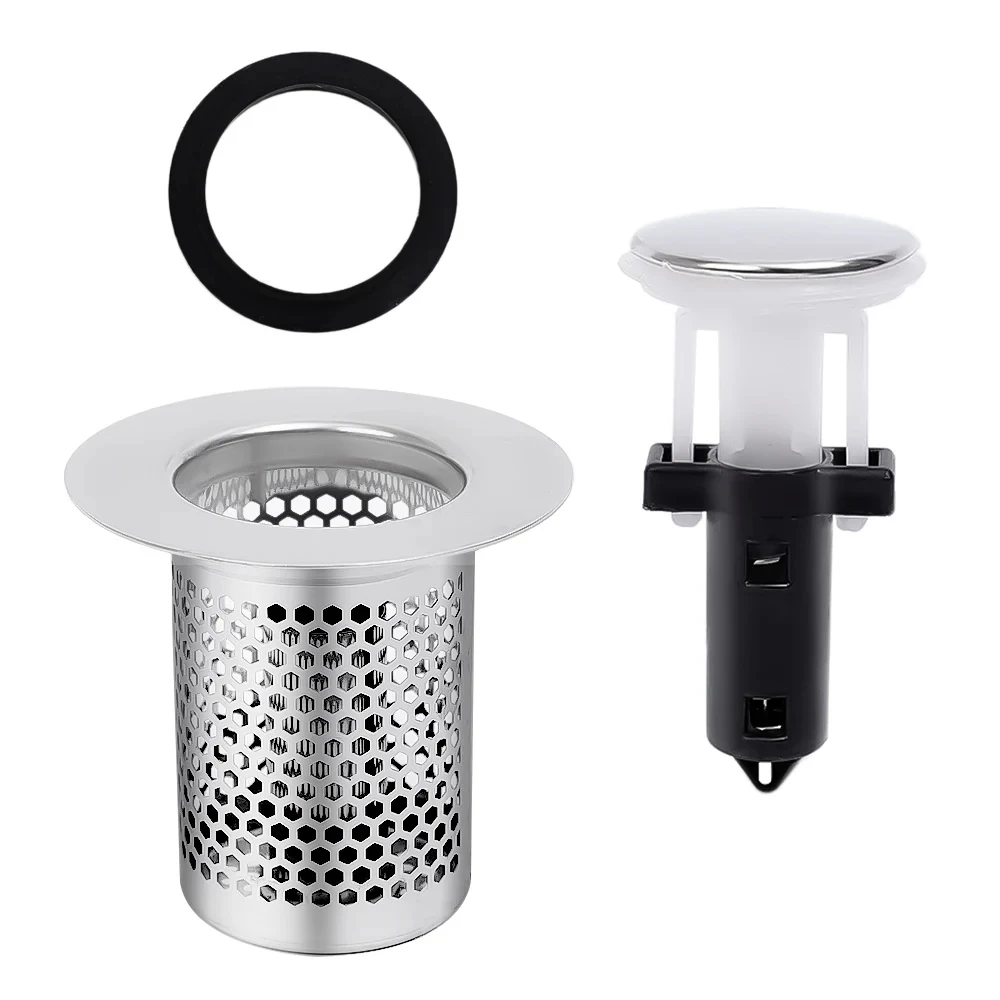 Waschbecken-Stecker, geruchshemmend, Pop-Up-Bounce-Kern, Waschbecken-Stopper, Haarfänger, Dusche, Waschbecken-Sieb, Edelstahl-Filter, springender Kern – Detail 6