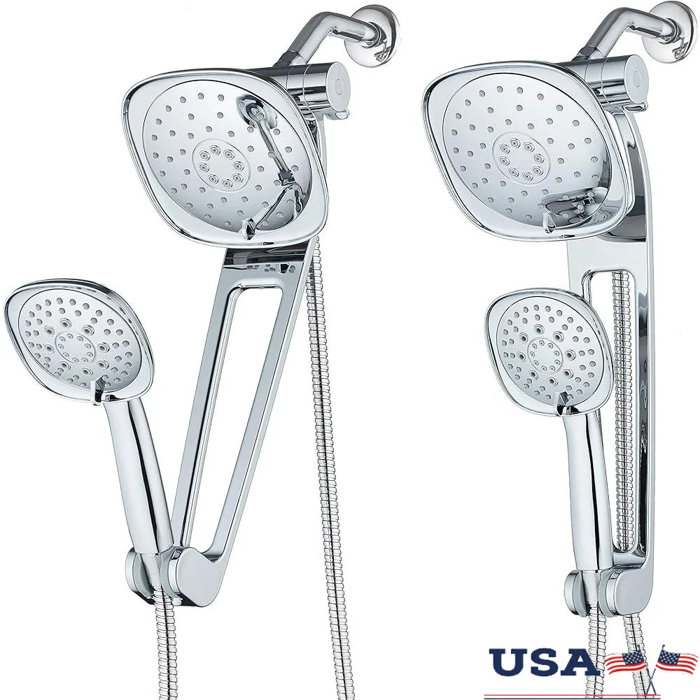 

Luxury High Pressure 3-Way Shower Combo Adjustable 18 Inch Extension Arm Handheld Rain Showerhead System