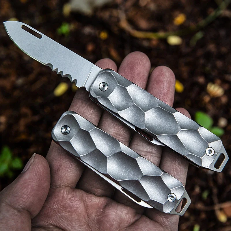 Titanium Alloy Mini Knife Multifunctional Pocket Knives Portable Folding Knife Outdoor Camping Survival Self-defense Knives