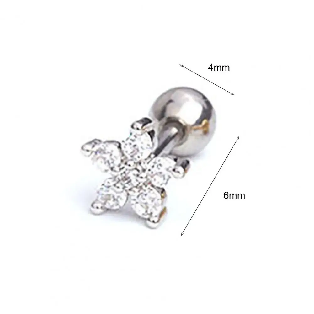 1Pc Ear Bone Stud Cute Wear Resistant Girls Ear Stud Shining Cubic Zirconia Girls Stud Earring for Party