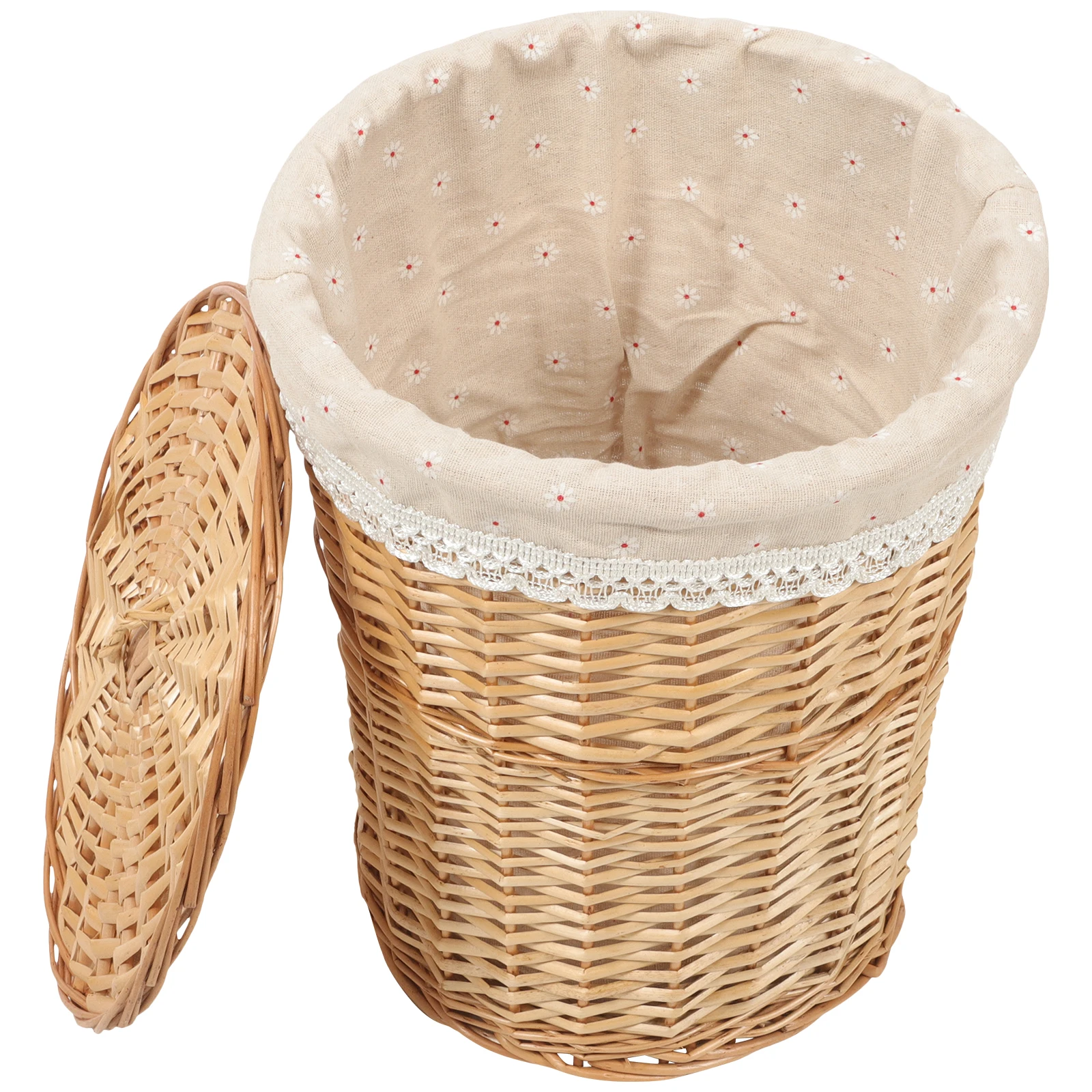 

Natural Woven Storage Large Capacity Lidded Hamper For Home Hotel Multi-Functional Organizer Laundry Clothes Basket Woven Dirty