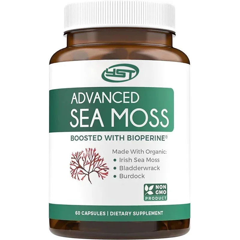 

Sea Moss Capsules (non Genetically Modified) Organic Irish Seaweed, Bladder, and Burdock - Vegetarian Supplement 60 Capsules