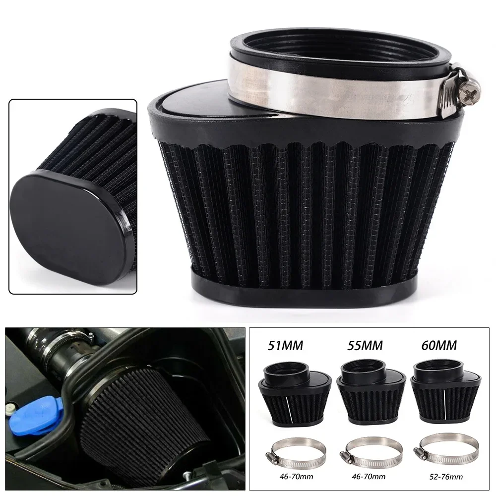 Universal Air Filter Cleaner Oval Round Tapered Cone Clamp 51mm/55mm/60mm for Motorcycle Car Mini Bike OFI100