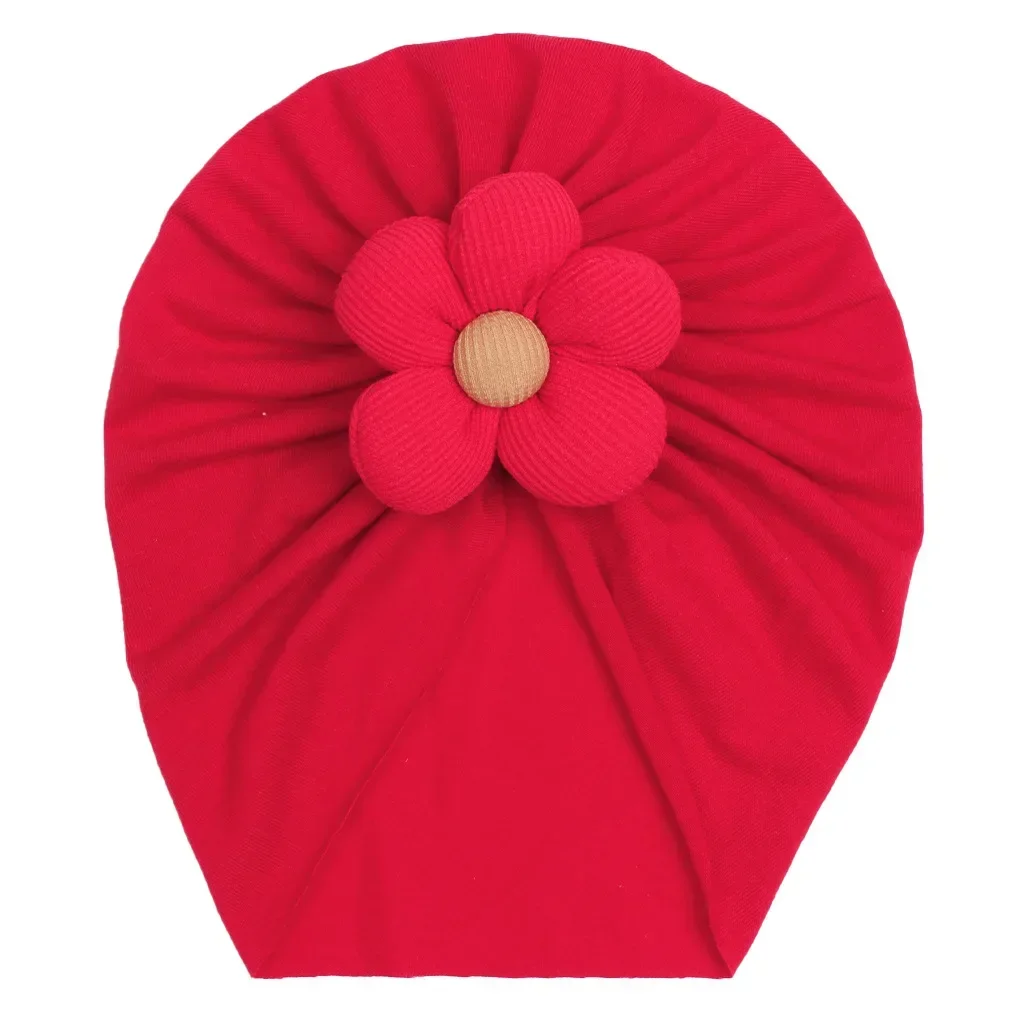 European and American Ins Autumn and Winter New Children\'s Solid Color Cotton-like Hat Baby Flower Breathable Sleeve Caps