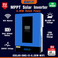 EASUN 6200W Hybrid Solar Off Grid Inverter 48V 220V MPPT 6500W 120A 500V High PV Charger 50/60hz with WIFI BMS Generator EU