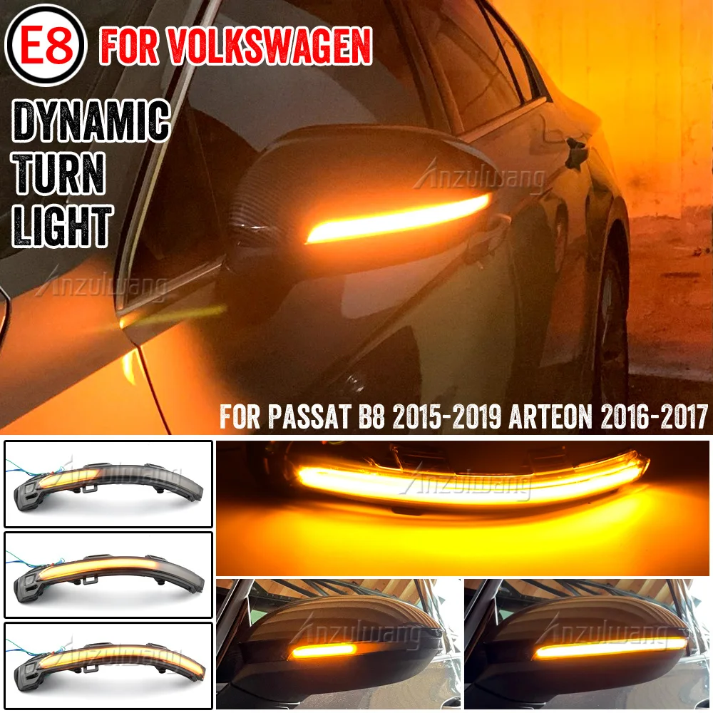 

For VW Passat B8 2015-2019 Arteon 2016-2017 2Pcs Car Dynamic LED Turn Signal Light Rearview Mirror Blinker Indicator