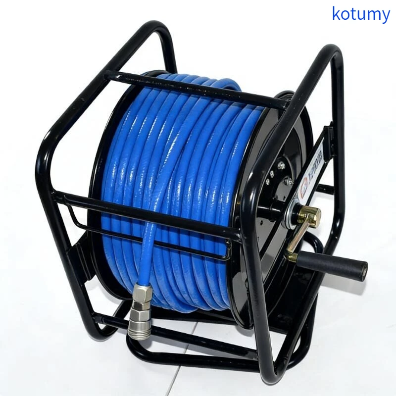 KOTUMY 30M Hand Crank Hose Reel Swivel Base Retractable High Pressure Air Hose Winder Rack
