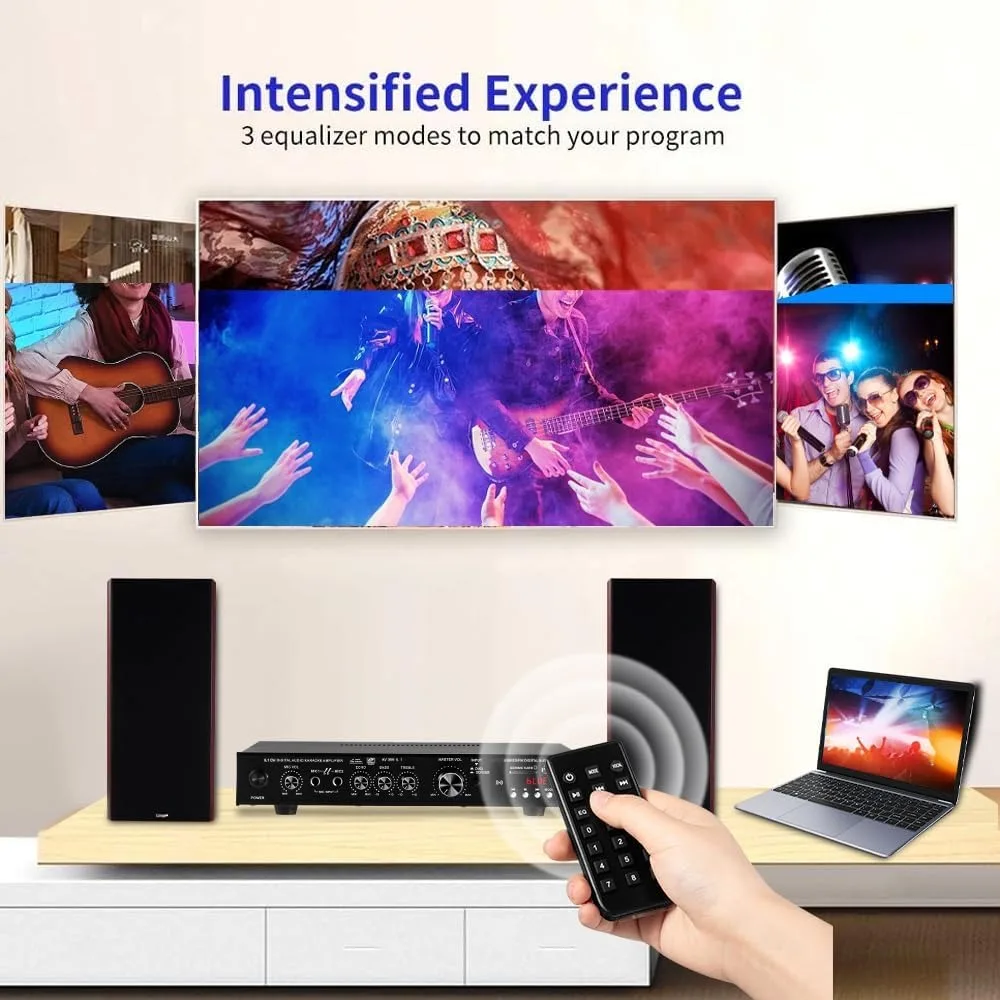 Bluetooth 5.1 Sound Speaker AMP,Stereo Audio Amplifier Receiver, 6 Channel Home Theater Audio Stereo System Components