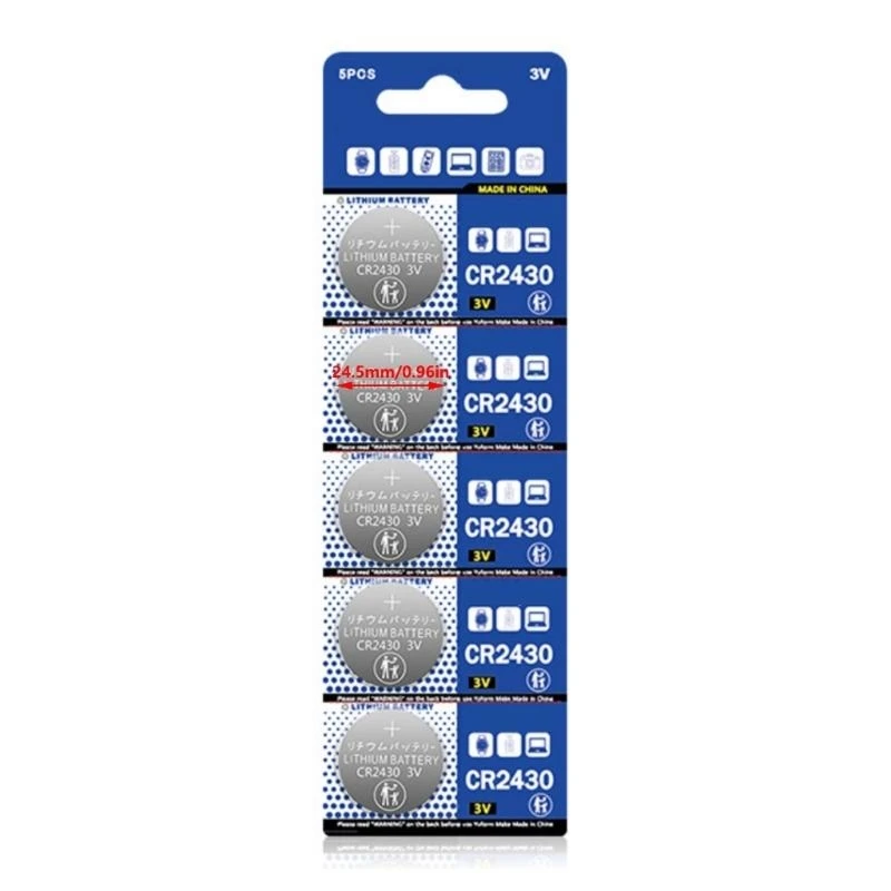 090F 3V 270MAH CR2430 Lithium Button Button Batteries 5Pack للكاميرات وأضواء LED