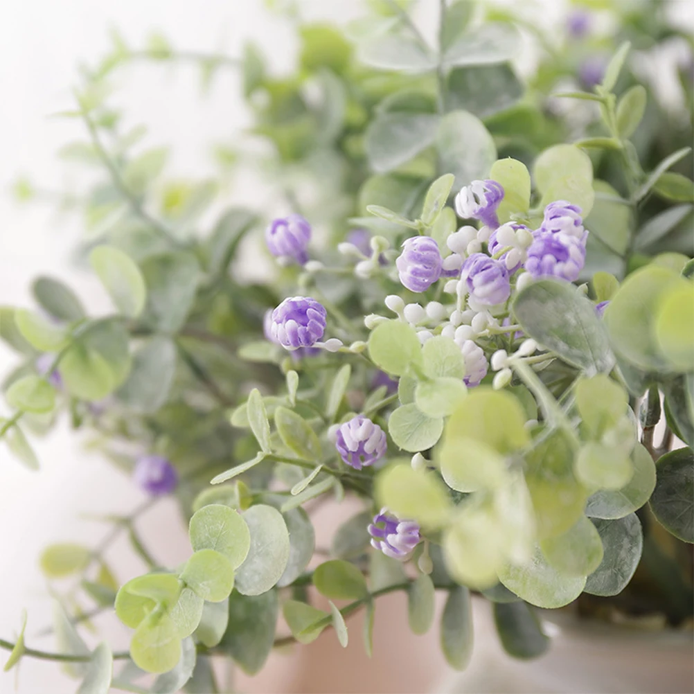 

Artificial Flower Bouquet Eucalyptus Leaf Gypsophila Home Decor Party Wedding Arrangement PE Material No Odor Lifelike