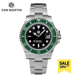 San Martin 41mm Mens Diver Watch Luxury Water Ghost PT5000 Automatic Mechanical Sapphire Date Cyclops 20Bar BGW-9 Luminous SN019