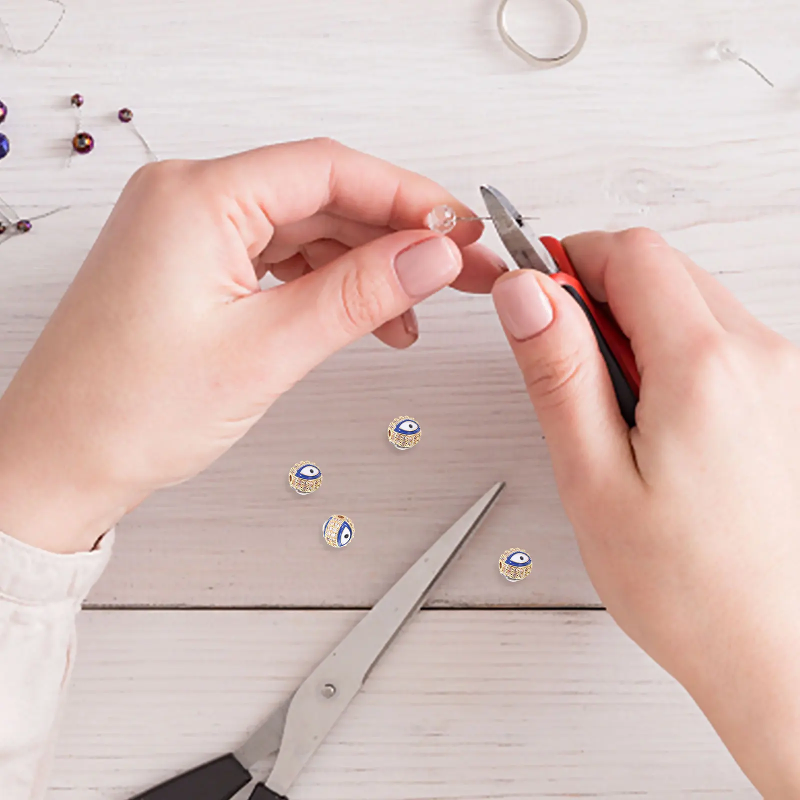 

3pcs Black BE156GDBK Round Inlay Bracelet Necklace Evil Eye Charm Bead Jewelry Accessories for DIY Craft Gifts