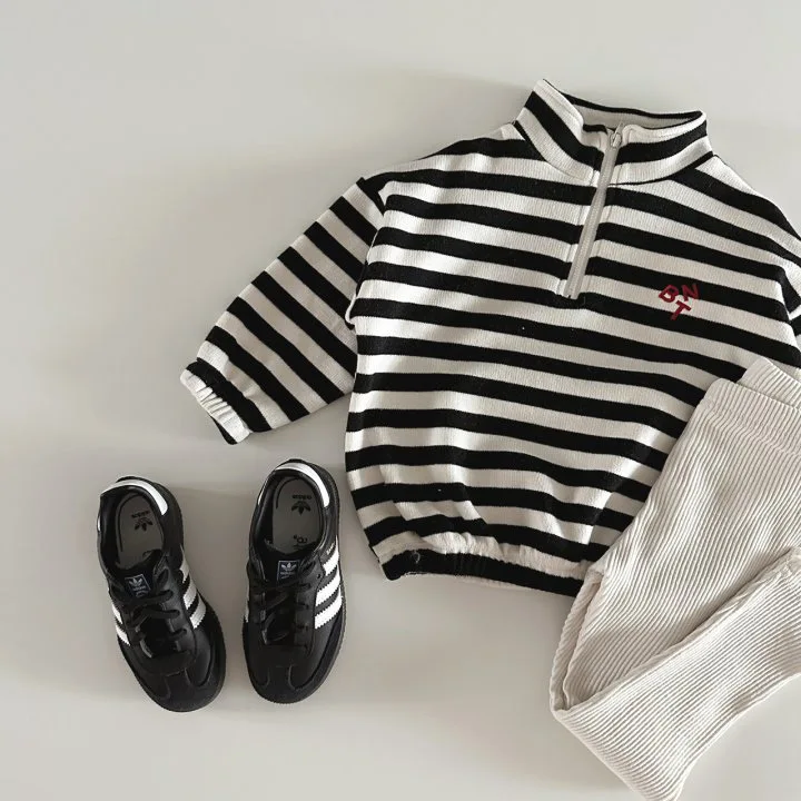 2024 Spring Fashion Toddler Boy Embroidery Letter Striped Sweatshirt Girl Baby Turtleneck Casual Cotton Tops Children Clothes