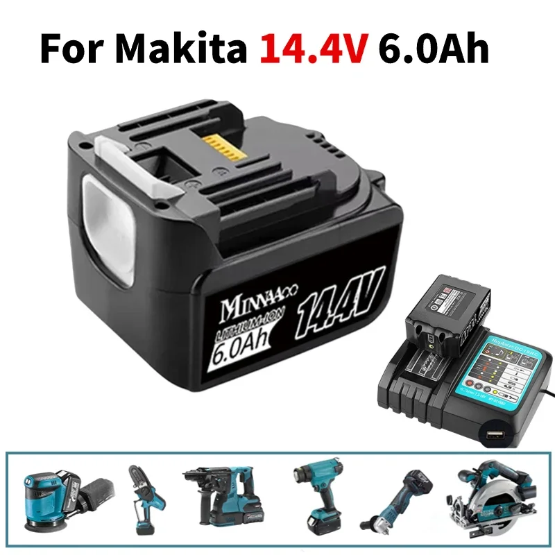 

Original for Makita 6Ah 14.4V Rechargeable Li-ion Battery 14V Power Tools BL1460 BL1430 1415 194066-1