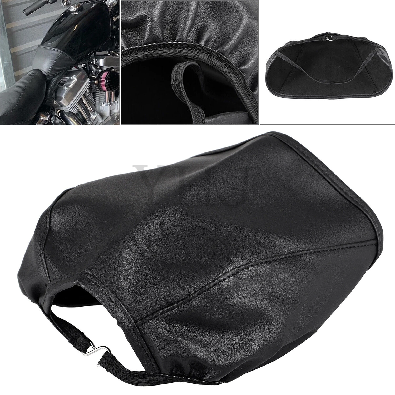 

Black 4.5 Gallon Vinyl Leather Fuel Tank Bra Shield For Harley Motorcycle Sportster XL883 883L 1200L 1200C 1200R 2004-Up NO. 2