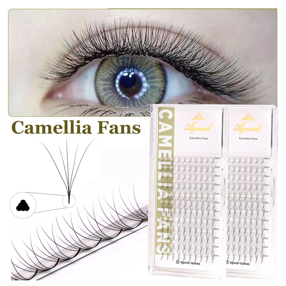 

AGUUD Camellia Premade Fans 5D 8D 10D Lashes Pointy Bases Sharp Stem Premade Volume Fans Blooming Multi-leng Eyelashes Extension