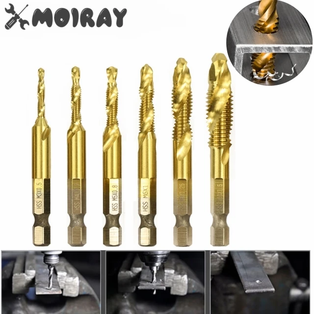 Wiertło do gwintowania zestaw części uchwyt sześciokątny Titanium Plated HSS gwint Bit wkrętarka związek dotknij M3 M4 M5 M6 M8 M10 narzędzia ręczne nowy