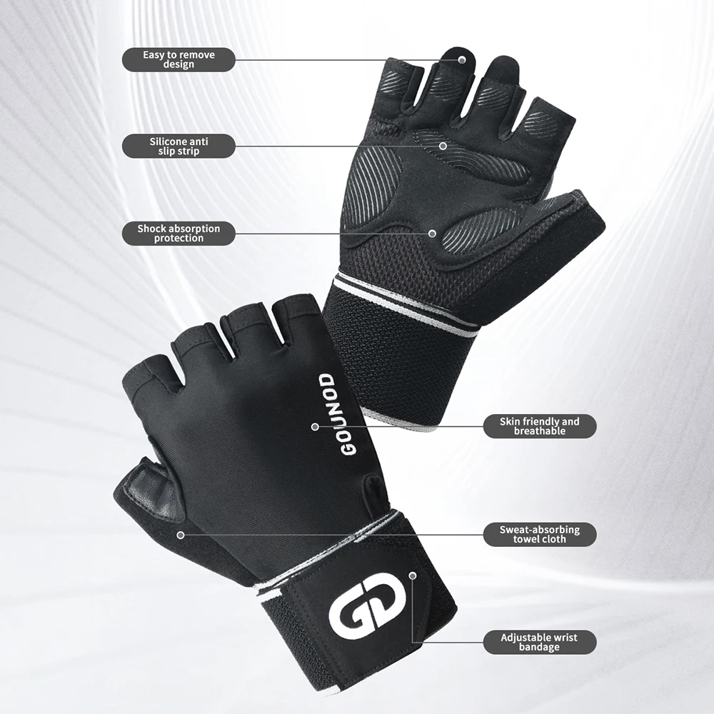 2PC GOUNOD Outdoor Sports Gloves Wrist Protector Fitness Gym Cycling Hiking Boxing Workout Training Exercise Long Wrist Fingerle
