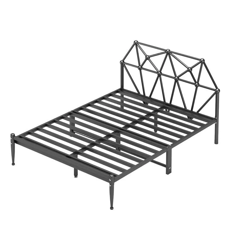 

#@Heavy Duty Modern Durable Metal Bed Simple Design Iron Frame Adjustable Double Size for Home Hotel Versatile Use Bed Frame