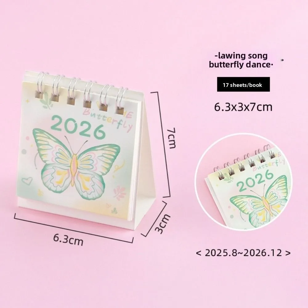 

New Small 2026 Desk Calendar Standing Flip Cartoon Schedule Planner Desktop Decoration Coil Calendar for Office School Supplies