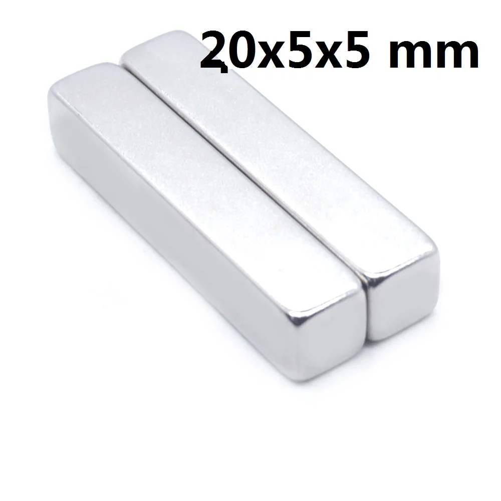 1-500pcs 20*5*5 Cuboid Block 20x5x5mm Super Strong N35 high quality Rare Earth magnets 20x5x5 Neodymium Magnet 20mm*5mm*5mm