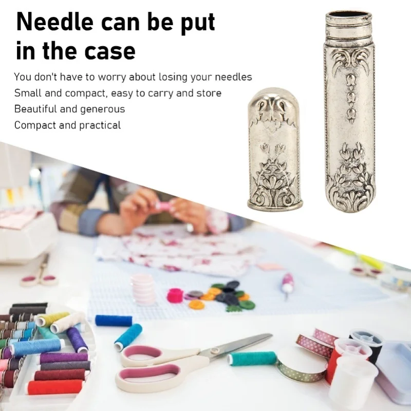 Naalden Case Vintage Draagbare Metalen Borduurnaaldhouder Voor Hand Naalden Rose Goud