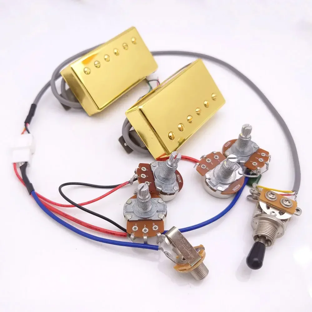 Guitar Humbucker Pickups 498R and 498T Set with 4Conductor Wiring Harness 1V1T/2V1T/2V2T for LP Style Guitar Parts