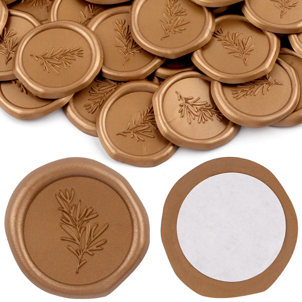 30 pegatinas de sello de cera estilo romero dorado vintage, pegatinas autoadhesivas verde oliva para sobres de invitación de boda y tarjetas