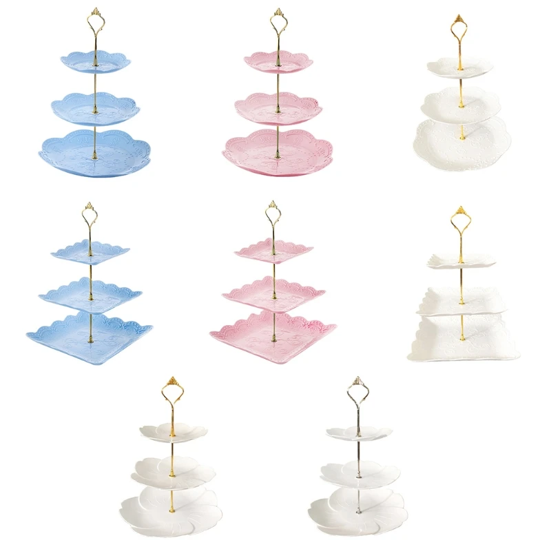 Display Holder for Baby Shower Birthday Party, Cake Stand, 3 Cupcake, Candy, Chocolate, Mooncake, Service Tray Holders