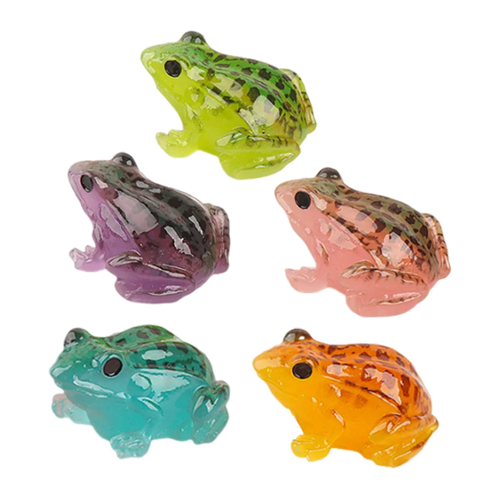 

5 Pcs Three-dimensional Micro Landscape Frog Office Small Ornamental Frogs Resin Figurines Decor