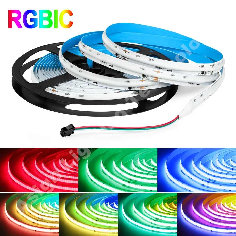 

DC24V COB Led Strip Light 720 LEDs/m RGB Adhesive Flexible Tape RGBIC Chasing Effect Dream Color LED Strip Super Bright 1-5M