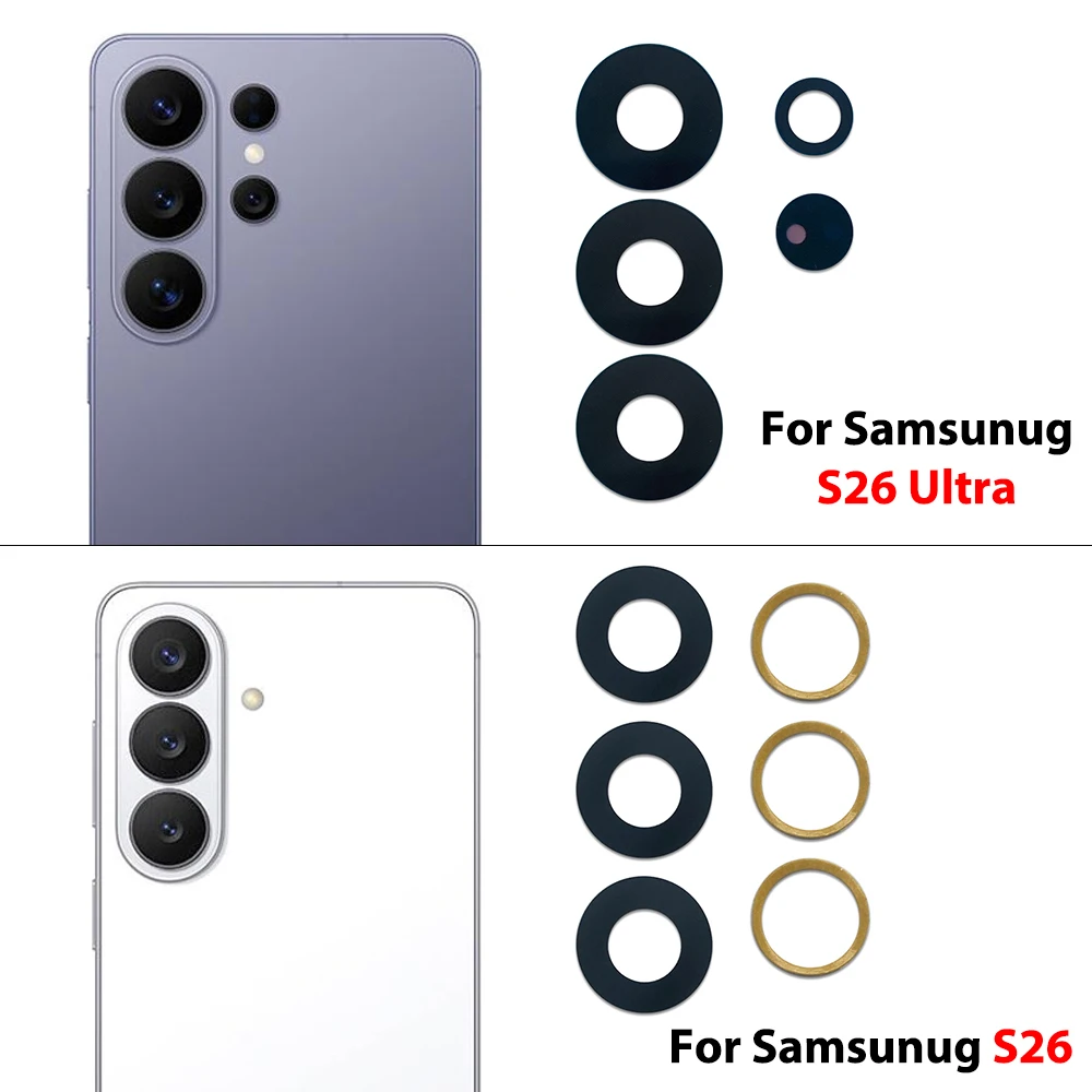 3Pcs/Lot New For Samsung S26 Plus UltraBack Camera Glass Lens Cover with Frame Holder Replacement Part