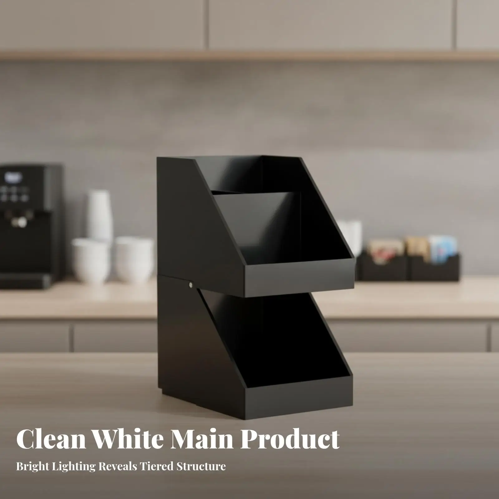 Acrylic Display Shelf Rack for Coffee Table Organizer Black Storage Unit Two Tier Countertop Kitchen Shelf Holder