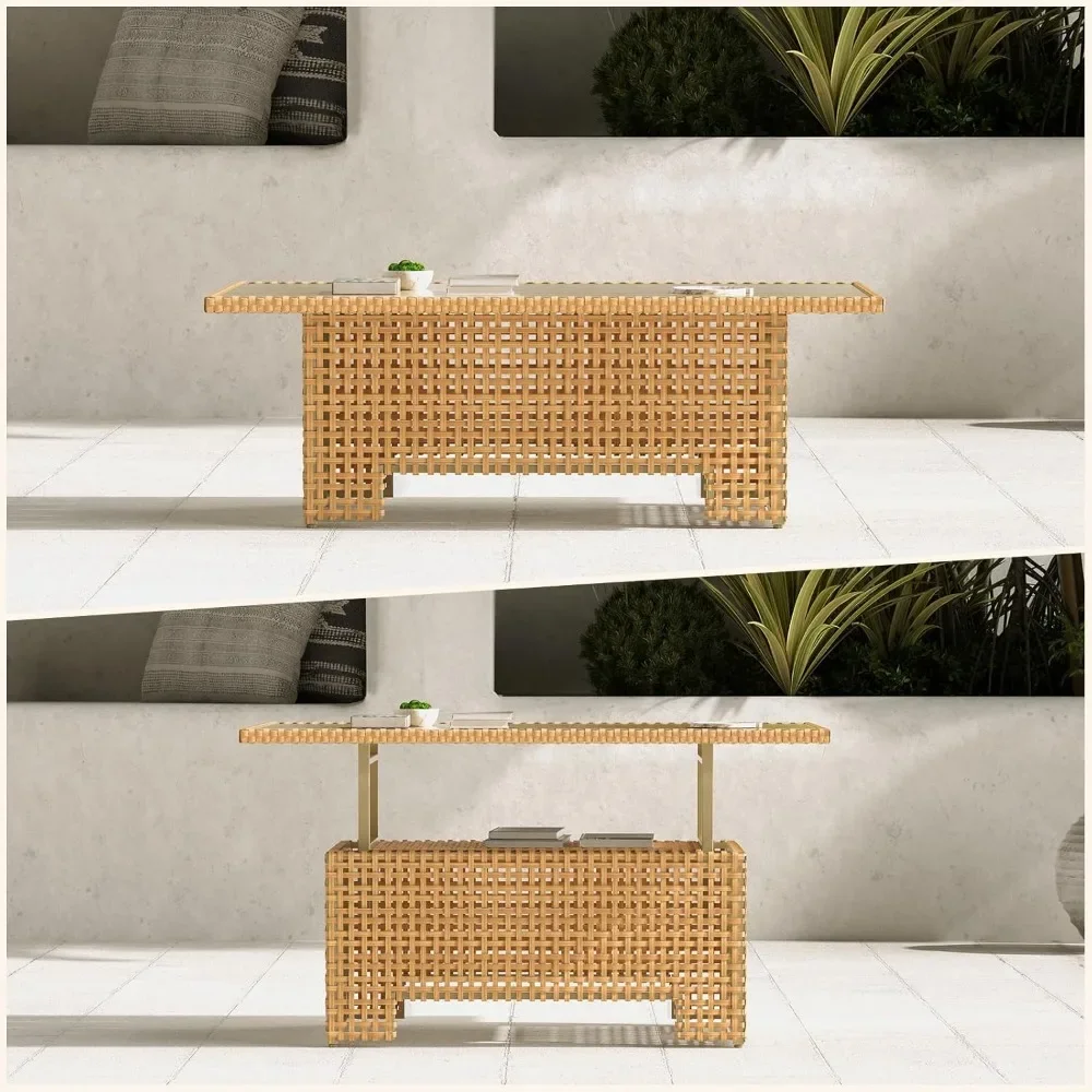 

Terrace coffee table, low maintenance willow structure, rust proof steel frame, terrace, garden and poolside coffee table