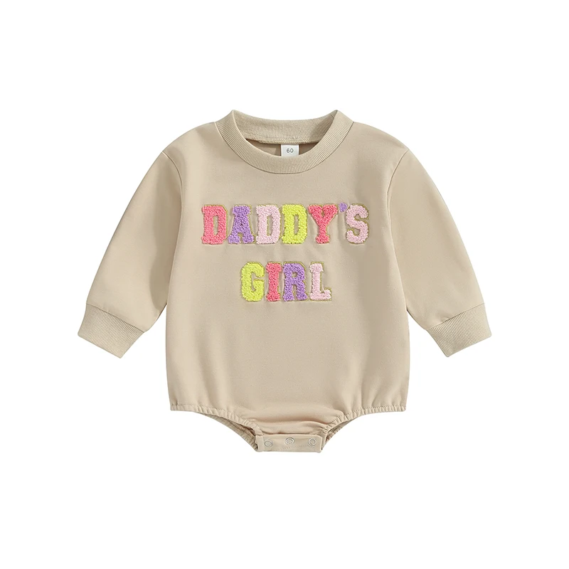 

Newborn Infant Baby Sweatshirt Romper Jumpsuit for Kids Girls Romper Letter Embroidery Playsuit Autumn Fashion Baby Clothes