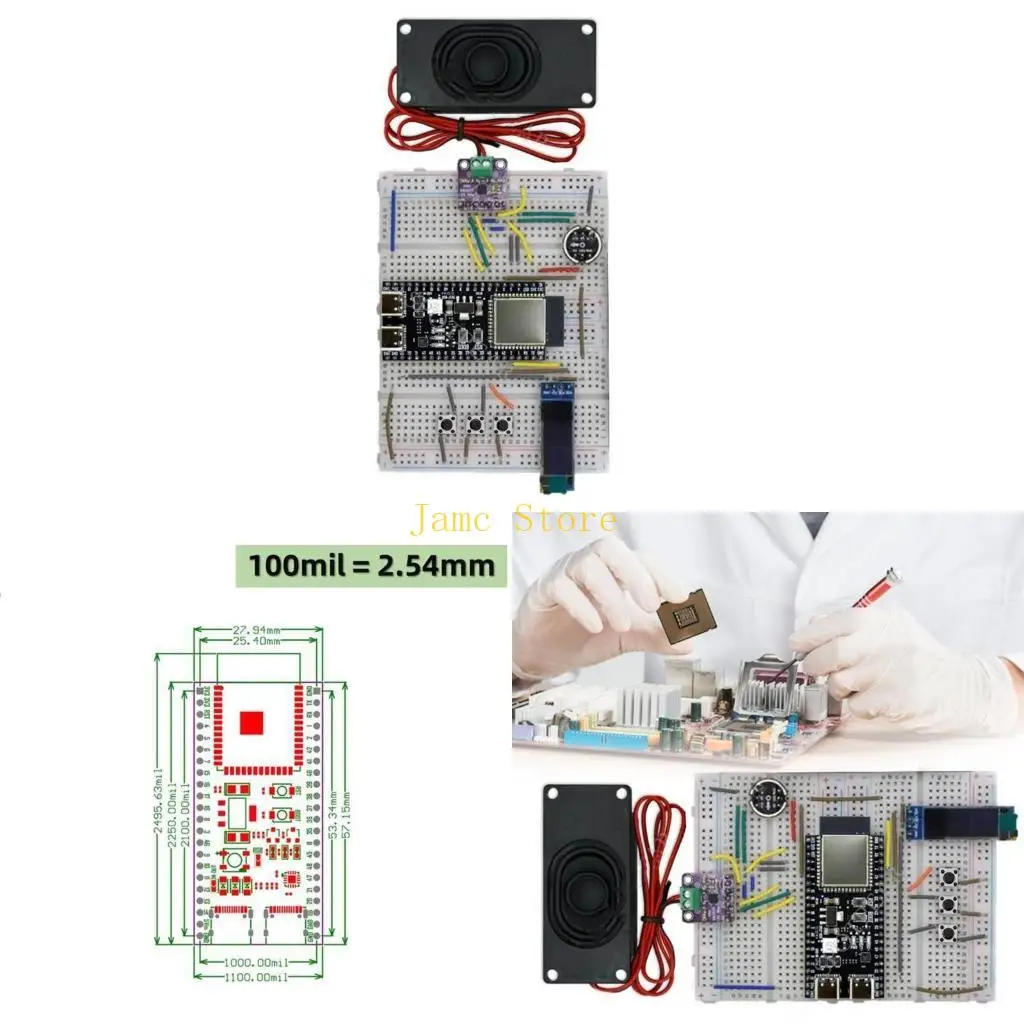 

LX0B DeepSeek AIs Voice 2Core Breadboards ESP32S3 Development with WiFi and Bluetooth-compatible for IoT Projects 1 Piece