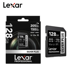 Lexar 64GB SD Card U3 V30 Reading 205MB/s Memory Card Silver Plus Professional SDXC 128GB 256GB 4K 60FPS Karta graficzna do kamery