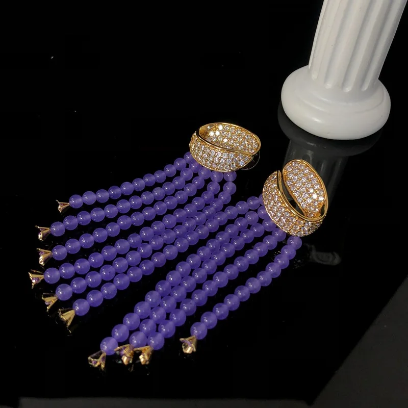 Elegant Long Zircon Fringe Dangle Earrings With S925 Silver Post Light Luxury Ladies Daily Banquet Ear Accessories