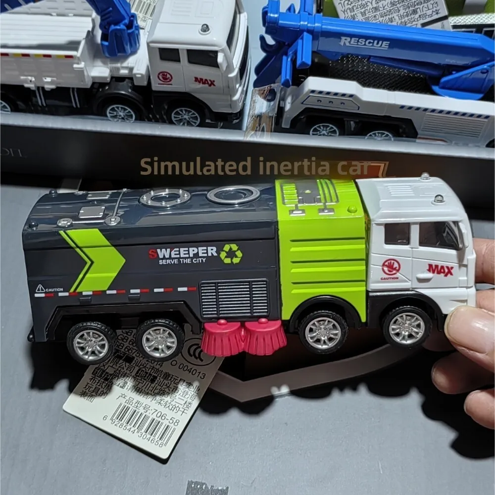 Juego de vehículos de ingeniería impulsado por inercia realista con camión misil militar de rescate contra incendios y excavadora de juguete de acción para niños