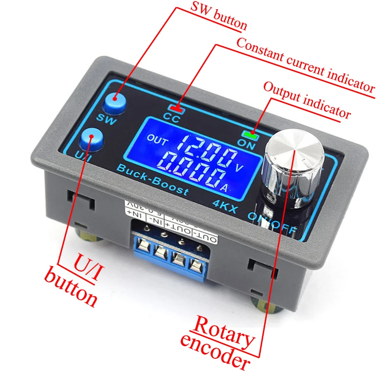 DC-DC Buck Boost Converter CC CV 0.5-30V 4A 5V 6V 12V 24V Power Module Adjustable Regulated laboratory power supply