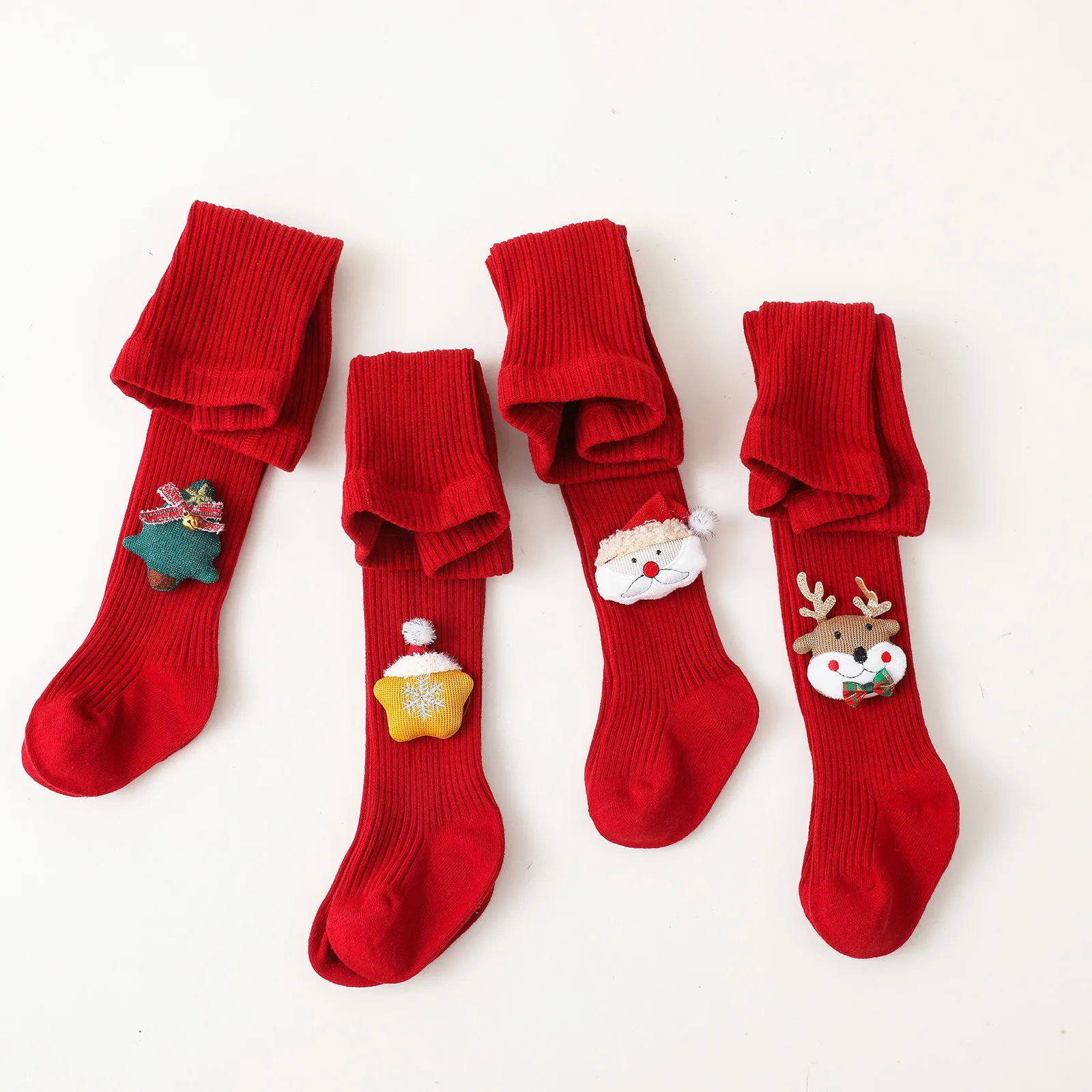 Pudcoco Girl Autumn Winter Knit Leggings Elastic Band Elk Santa Decorated Tights Pantyhose Socks Warm Stockings