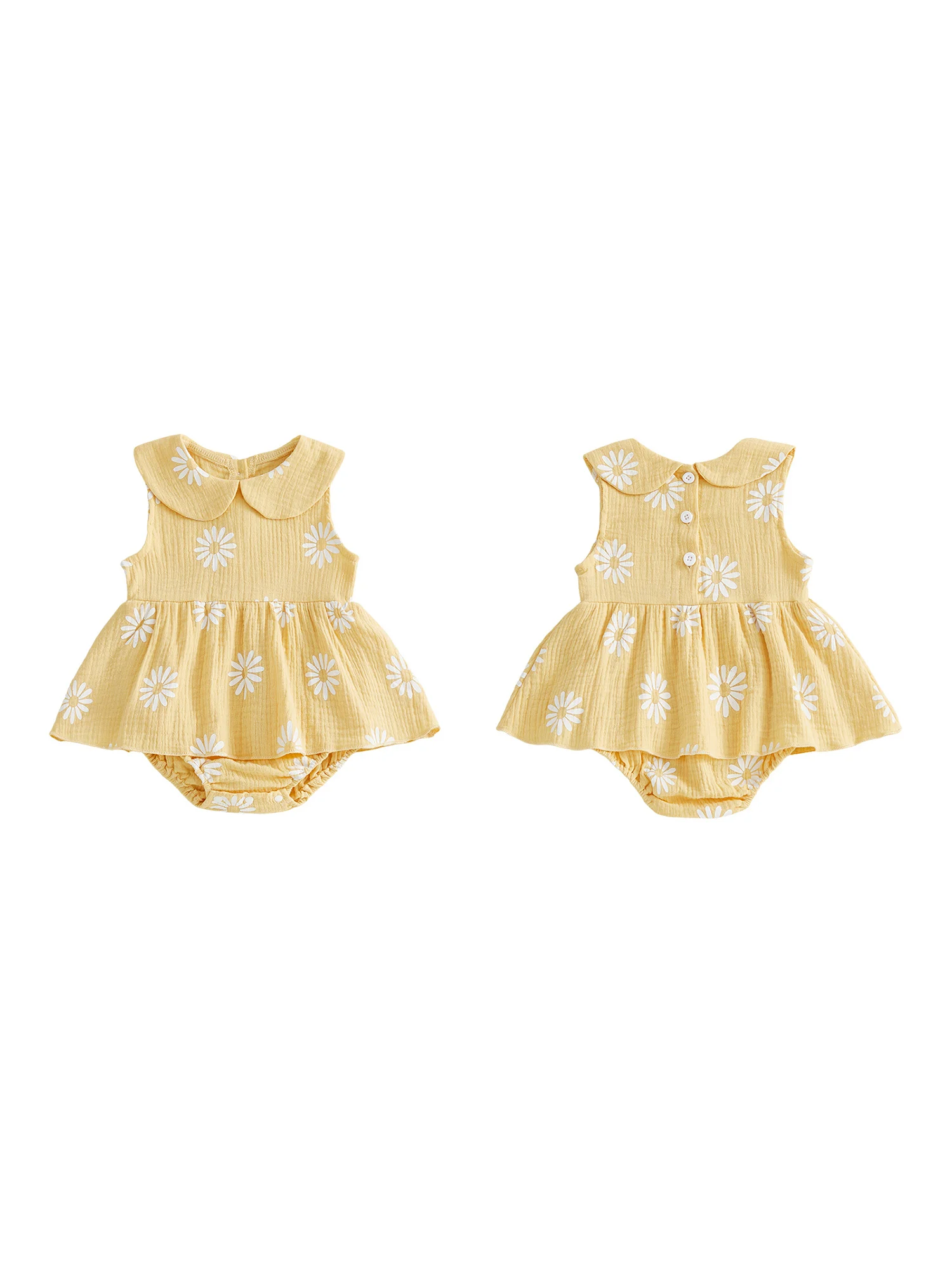 

Adorable Toddler Girl Floral Romper Dress with Ruffle Sleeves and Bow Detail Summer Jumpsuit for Baby Girls