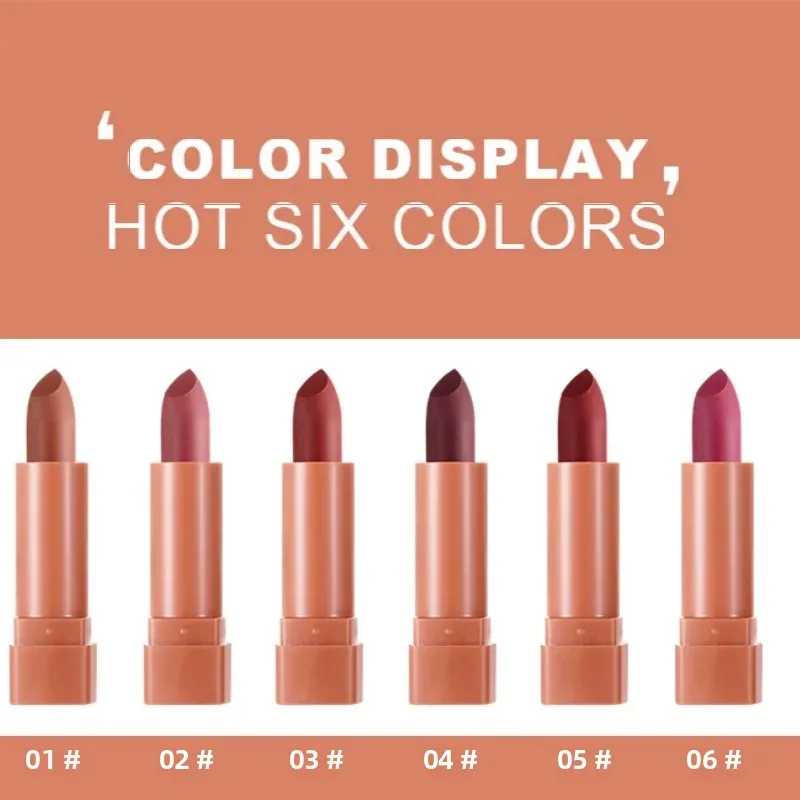 مجموعة أحمر شفاه صغيرة لطيفة أحمر شفاه ناعم غير لامع ناعم غير لزج مرطب عاري عالي الصباغ مجموعة ملمع شفاه مكياج يدوم طويلاً #4