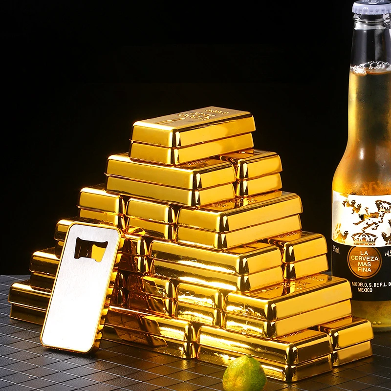 100pcs Gold Bar Bottle Opener Beer Openers Bar Kitchen Utensils Daily Necessitie Bar Accessories