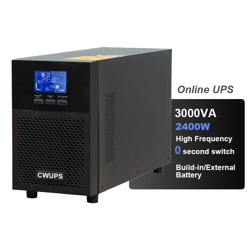 Cwups UPS de Alta Frecuencia de 1KVA 2KVA 3KW 2.4KW, Inversor Monofásico para el Hogar, Sistema de Alimentación Ininterrumpida (UPS) en Línea para PC y Computadora