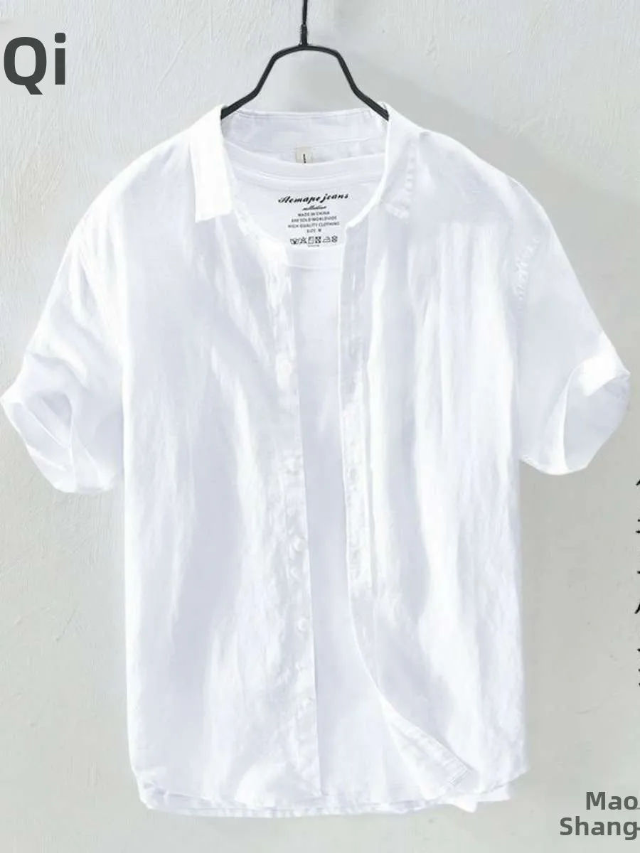 

Новая летняя тонкая блузка из льна и шелка для мужчин, повседневная, свободного кроя, однотонная, из хлопка и льна, для бизнеса и отдыха...