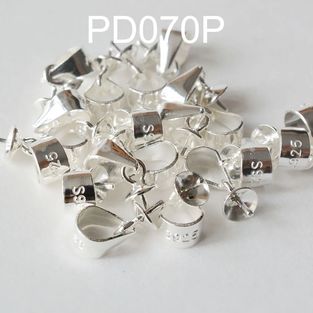 Connettore per cauzione con ciondolo in argento 925 con perno a tazza di perle, cauzione con ciondolo in argento con connettore a sospensione a colla a tazza per la creazione di gioielli