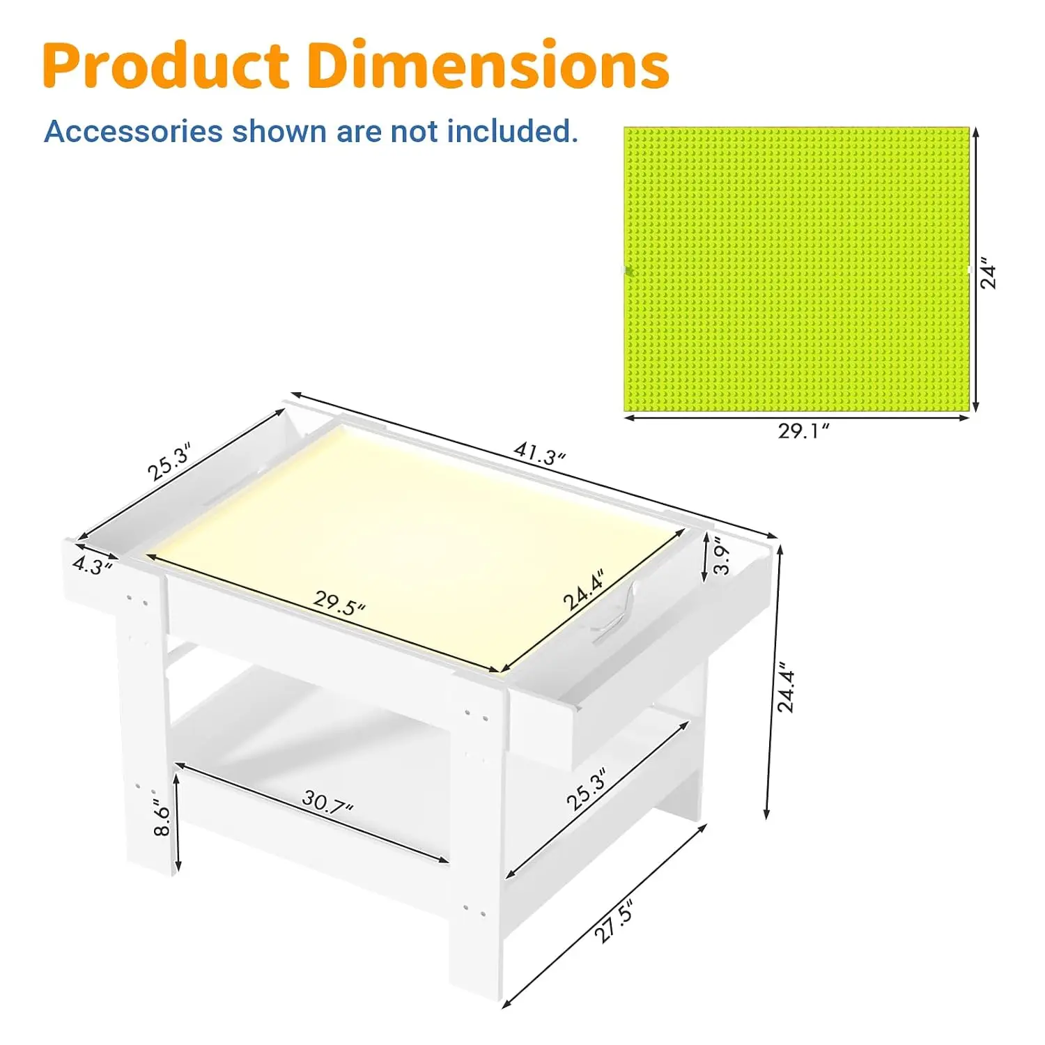 5-in-1 Kids Activity Table with Reversible Block & Paint Surface, 3-Color Light Box, Storage for Preschool Playroom, Customized