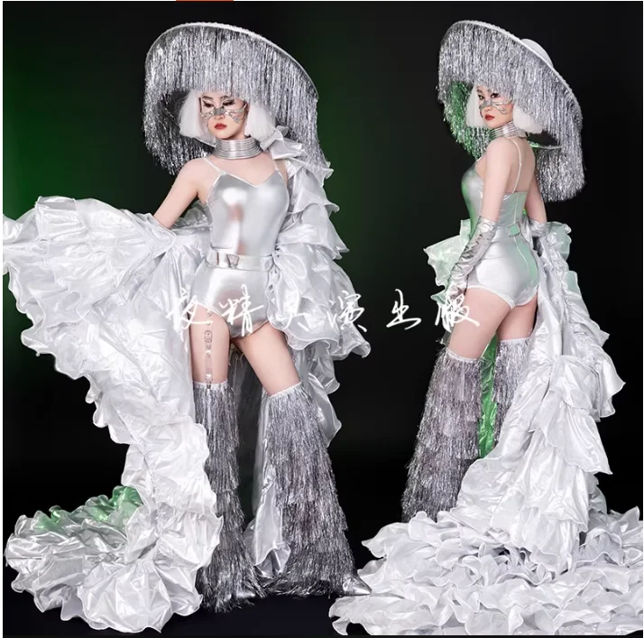 

Современный танец, ночной клуб, бар, серебряное зеркальное пальто, большое пальто, шаль, вечернее платье для певицы